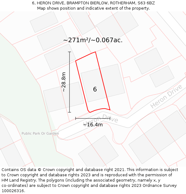 6, HERON DRIVE, BRAMPTON BIERLOW, ROTHERHAM, S63 6BZ: Plot and title map