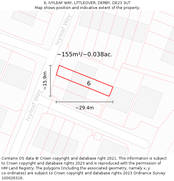 6, IVYLEAF WAY, LITTLEOVER, DERBY, DE23 3UT: Plot and title map
