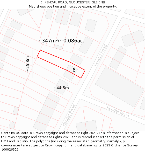 6, KENDAL ROAD, GLOUCESTER, GL2 0NB: Plot and title map