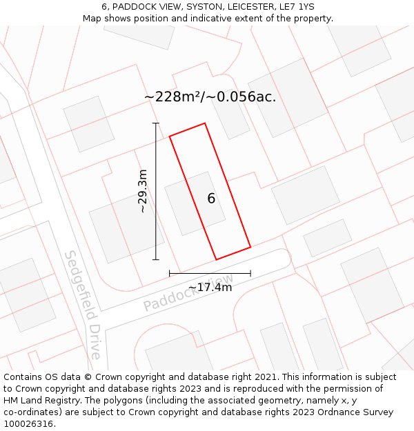 6, PADDOCK VIEW, SYSTON, LEICESTER, LE7 1YS: Plot and title map