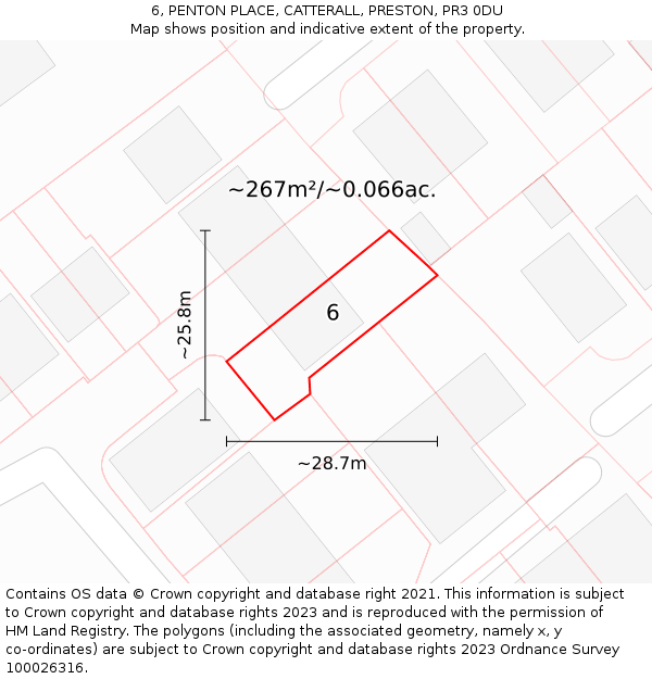 6, PENTON PLACE, CATTERALL, PRESTON, PR3 0DU: Plot and title map