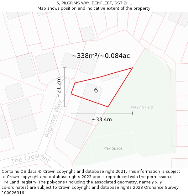 6, PILGRIMS WAY, BENFLEET, SS7 2HU: Plot and title map