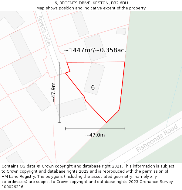 6, REGENTS DRIVE, KESTON, BR2 6BU: Plot and title map