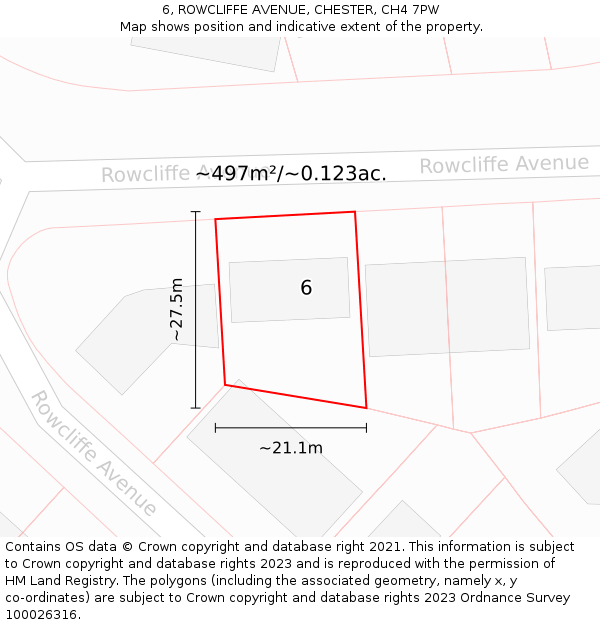 6, ROWCLIFFE AVENUE, CHESTER, CH4 7PW: Plot and title map