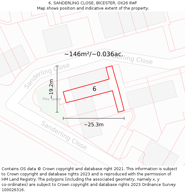 6, SANDERLING CLOSE, BICESTER, OX26 6WF: Plot and title map