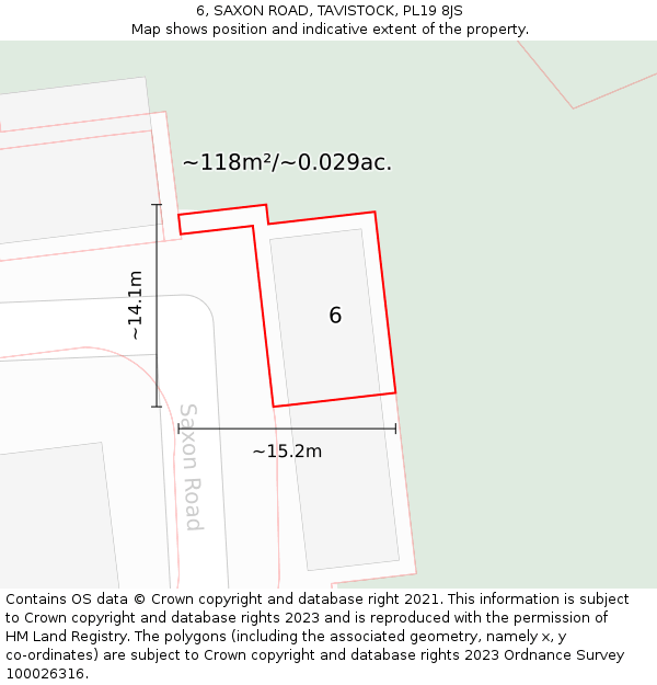 6, SAXON ROAD, TAVISTOCK, PL19 8JS: Plot and title map
