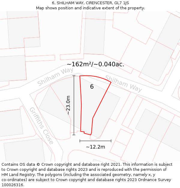 6, SHILHAM WAY, CIRENCESTER, GL7 1JS: Plot and title map