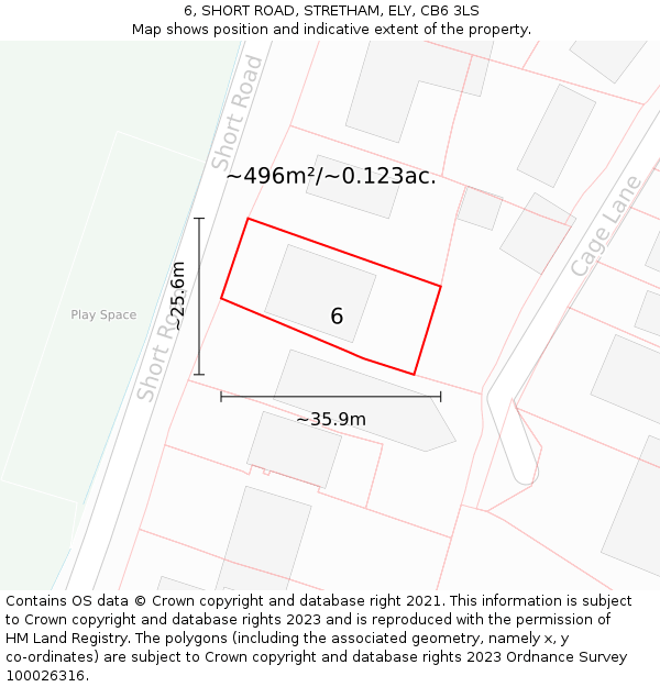 6, SHORT ROAD, STRETHAM, ELY, CB6 3LS: Plot and title map