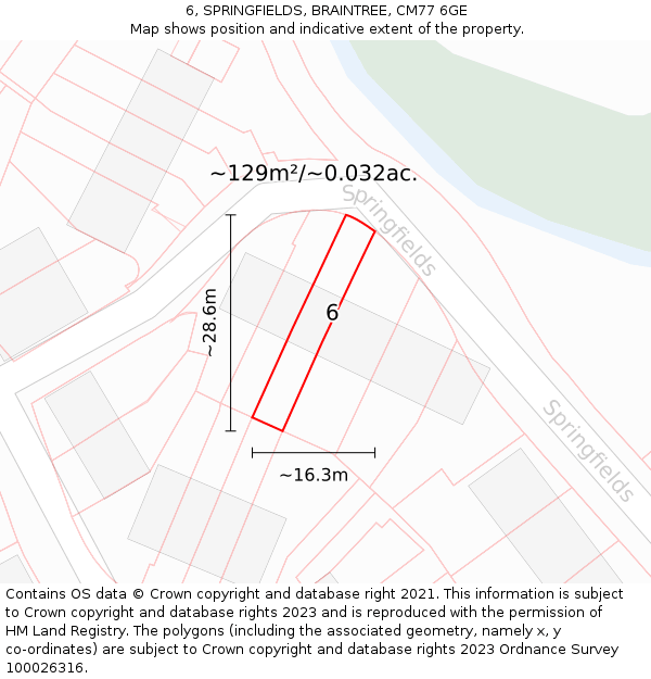 6, SPRINGFIELDS, BRAINTREE, CM77 6GE: Plot and title map