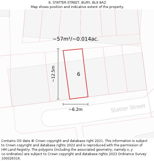 6, STATTER STREET, BURY, BL9 8AZ: Plot and title map