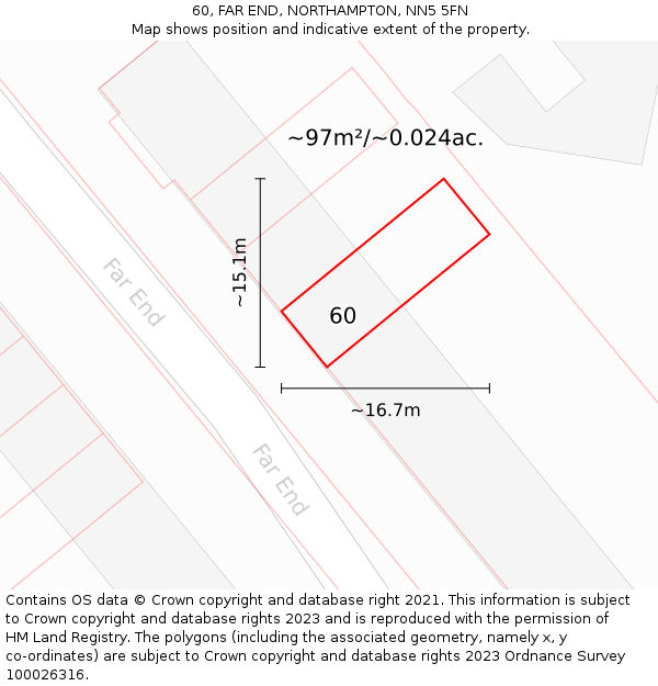 60, FAR END, NORTHAMPTON, NN5 5FN: Plot and title map