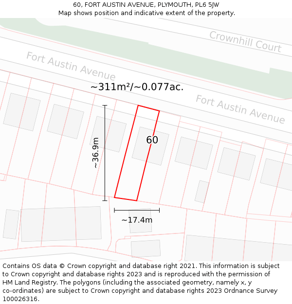 60, FORT AUSTIN AVENUE, PLYMOUTH, PL6 5JW: Plot and title map