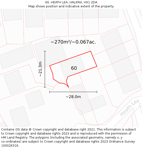 60, HEATH LEA, HALIFAX, HX1 2DA: Plot and title map