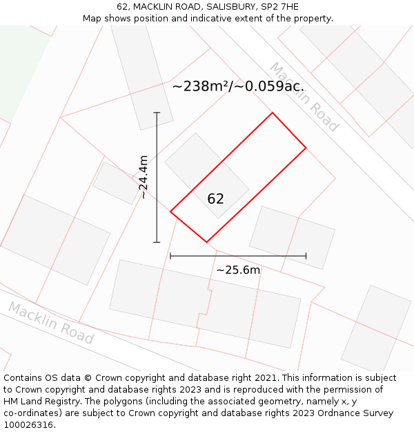 62, MACKLIN ROAD, SALISBURY, SP2 7HE: Plot and title map