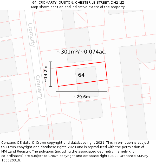 64, CROMARTY, OUSTON, CHESTER LE STREET, DH2 1JZ: Plot and title map