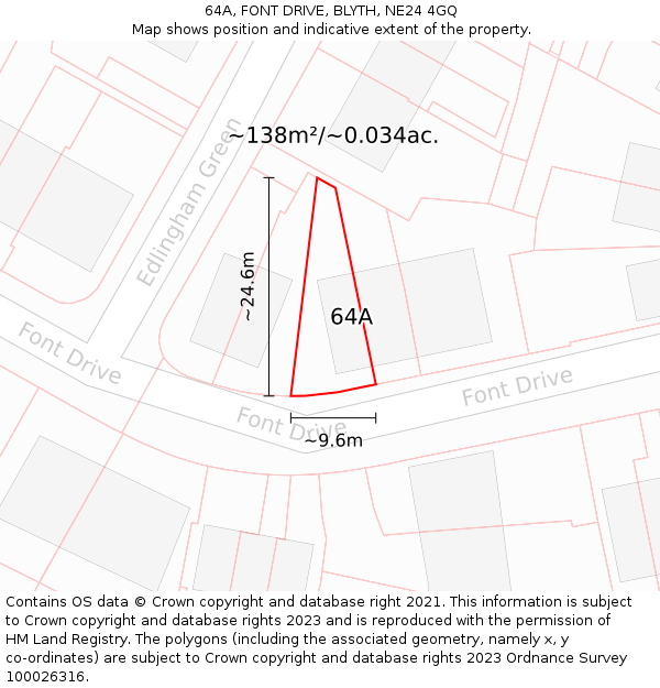64A, FONT DRIVE, BLYTH, NE24 4GQ: Plot and title map
