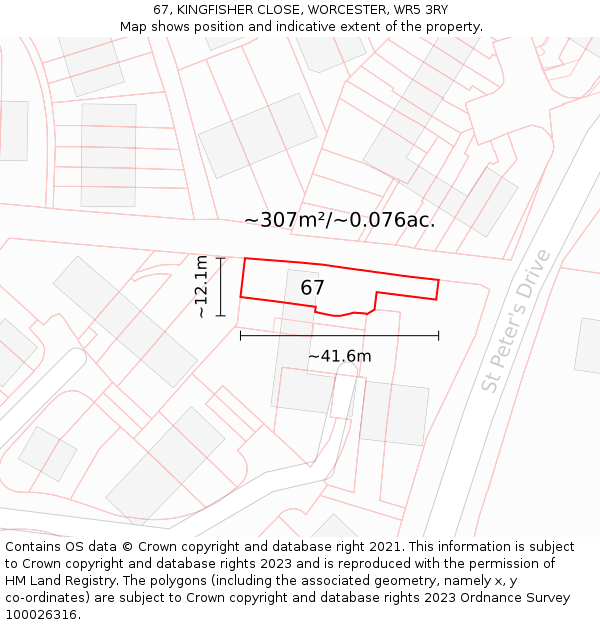 67, KINGFISHER CLOSE, WORCESTER, WR5 3RY: Plot and title map