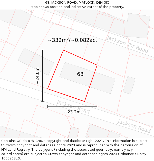 68, JACKSON ROAD, MATLOCK, DE4 3JQ: Plot and title map