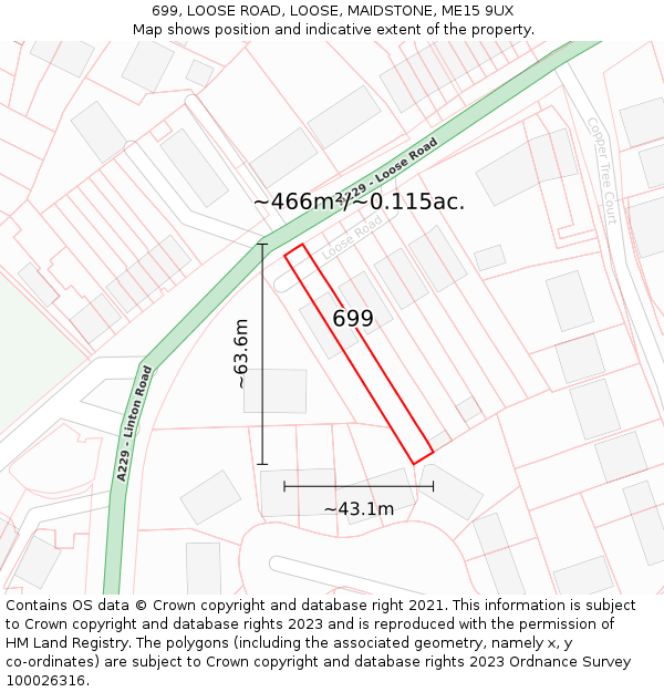 699, LOOSE ROAD, LOOSE, MAIDSTONE, ME15 9UX: Plot and title map
