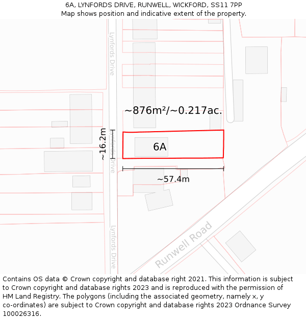 6A, LYNFORDS DRIVE, RUNWELL, WICKFORD, SS11 7PP: Plot and title map