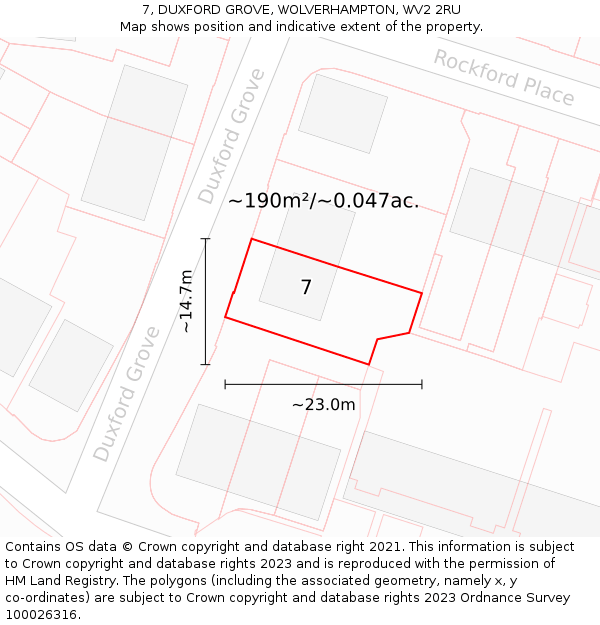 7, DUXFORD GROVE, WOLVERHAMPTON, WV2 2RU: Plot and title map