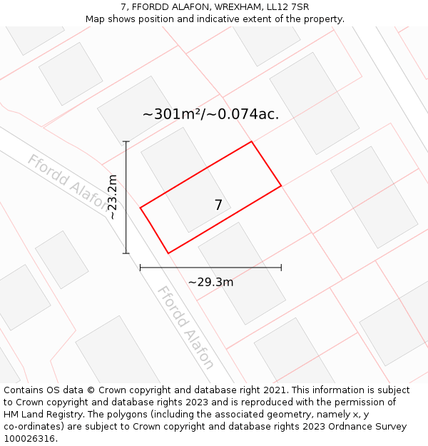 7, FFORDD ALAFON, WREXHAM, LL12 7SR: Plot and title map