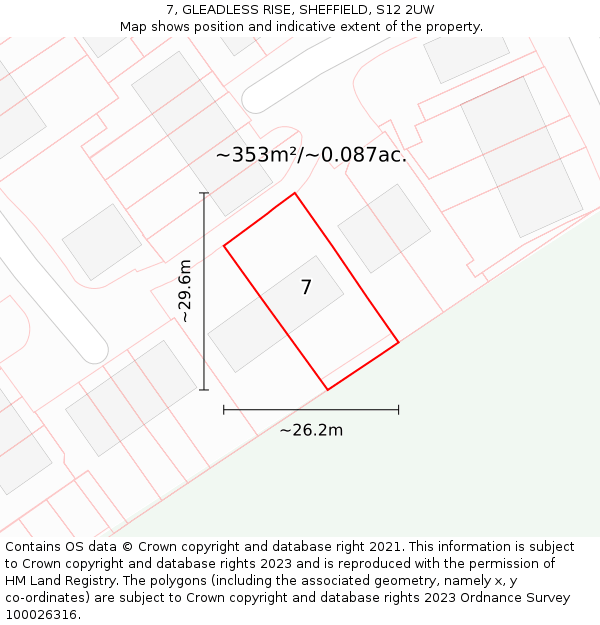 7, GLEADLESS RISE, SHEFFIELD, S12 2UW: Plot and title map