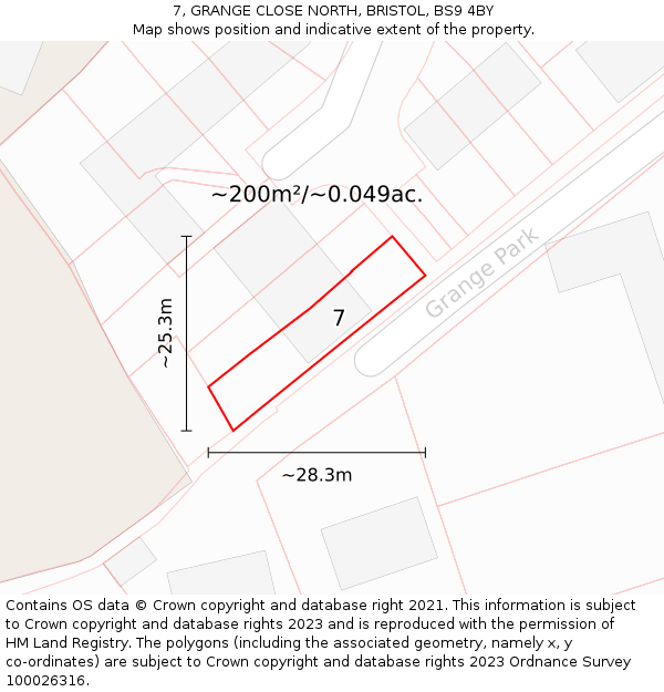 7, GRANGE CLOSE NORTH, BRISTOL, BS9 4BY: Plot and title map