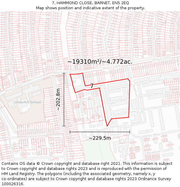 7, HAMMOND CLOSE, BARNET, EN5 2EQ: Plot and title map