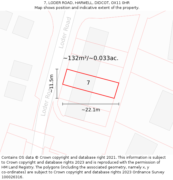 7, LODER ROAD, HARWELL, DIDCOT, OX11 0HR: Plot and title map