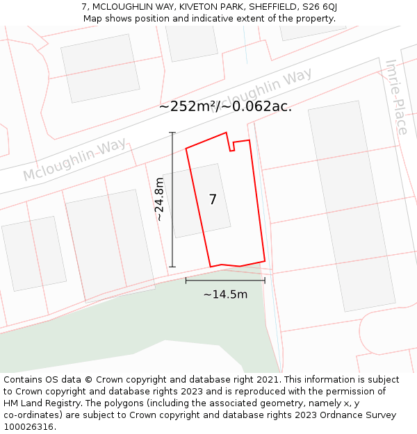 7, MCLOUGHLIN WAY, KIVETON PARK, SHEFFIELD, S26 6QJ: Plot and title map