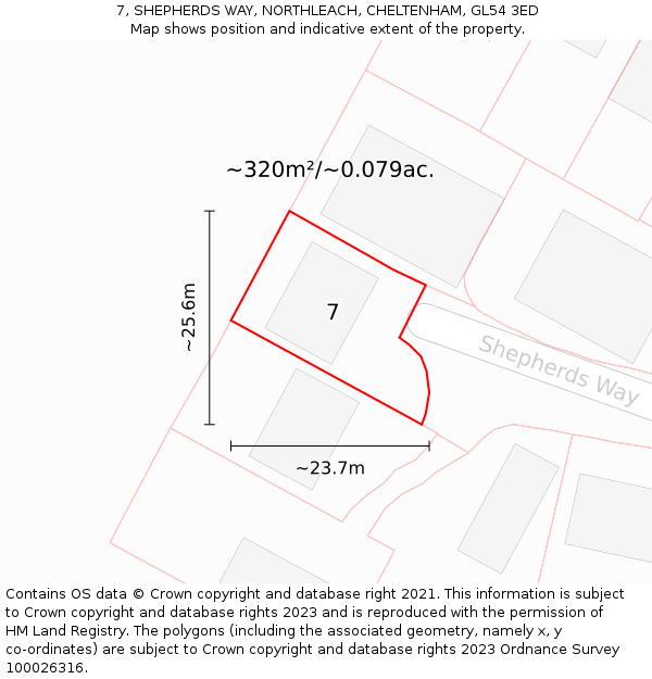 7, SHEPHERDS WAY, NORTHLEACH, CHELTENHAM, GL54 3ED: Plot and title map