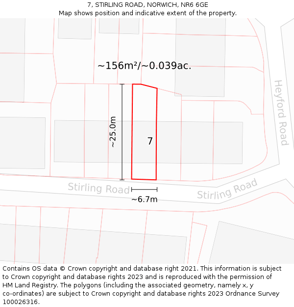 7, STIRLING ROAD, NORWICH, NR6 6GE: Plot and title map