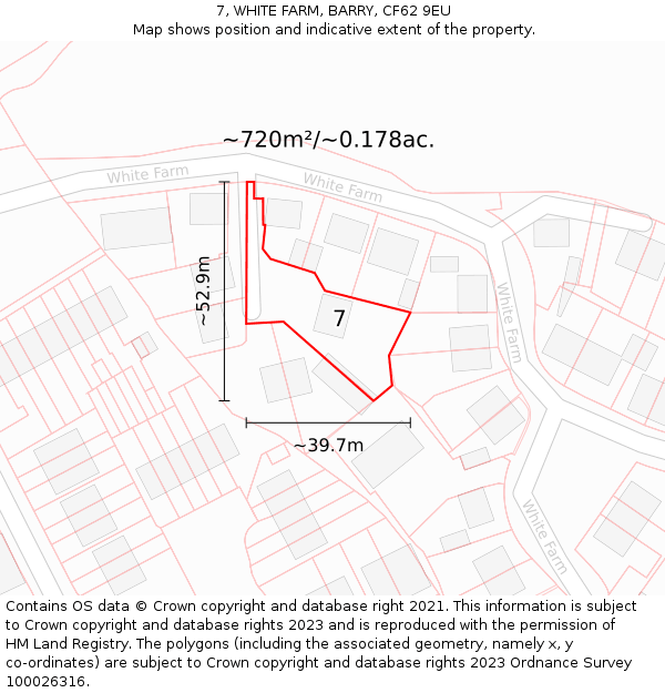 7, WHITE FARM, BARRY, CF62 9EU: Plot and title map
