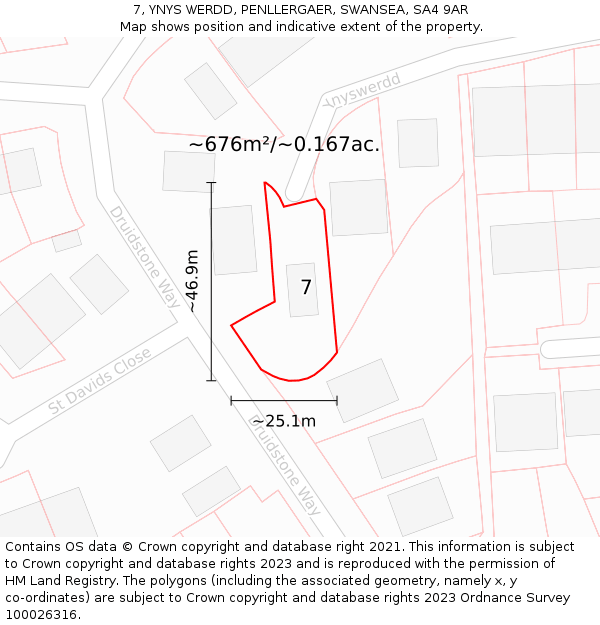 7, YNYS WERDD, PENLLERGAER, SWANSEA, SA4 9AR: Plot and title map