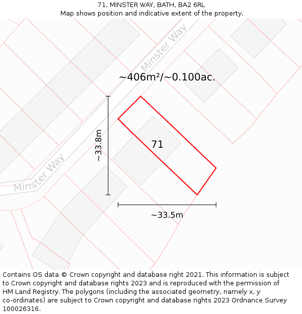 71, MINSTER WAY, BATH, BA2 6RL: Plot and title map