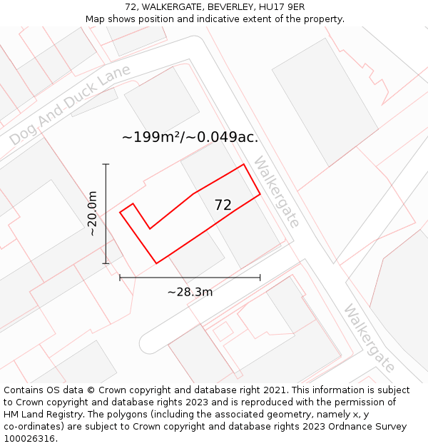 72, WALKERGATE, BEVERLEY, HU17 9ER: Plot and title map