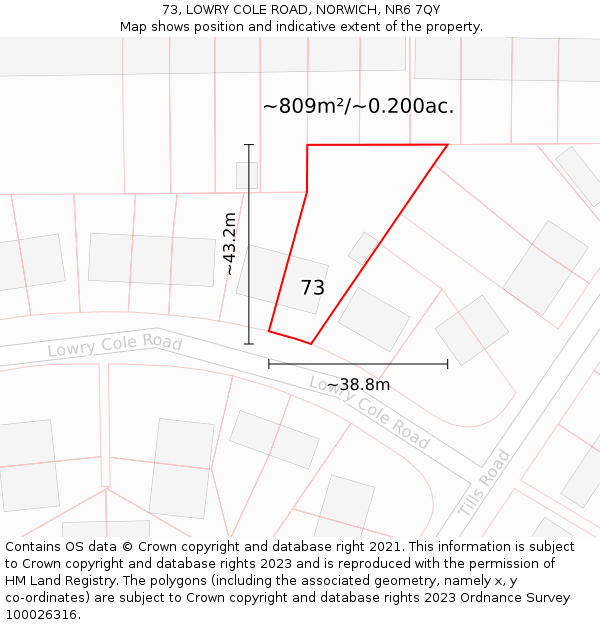 73, LOWRY COLE ROAD, NORWICH, NR6 7QY: Plot and title map