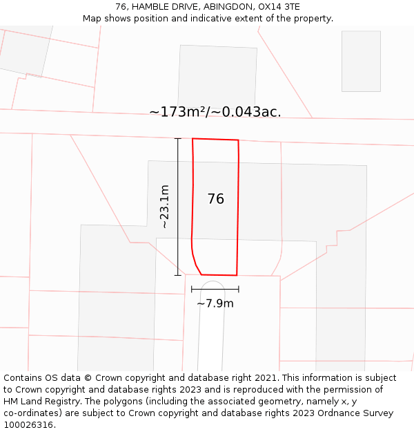 76, HAMBLE DRIVE, ABINGDON, OX14 3TE: Plot and title map