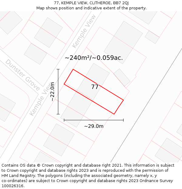 77, KEMPLE VIEW, CLITHEROE, BB7 2QJ: Plot and title map