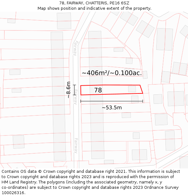 78, FAIRWAY, CHATTERIS, PE16 6SZ: Plot and title map