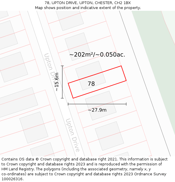 78, UPTON DRIVE, UPTON, CHESTER, CH2 1BX: Plot and title map