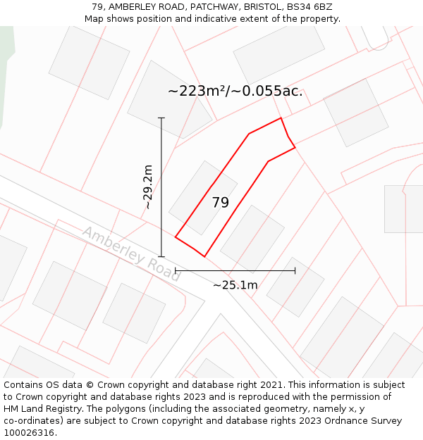 79, AMBERLEY ROAD, PATCHWAY, BRISTOL, BS34 6BZ: Plot and title map