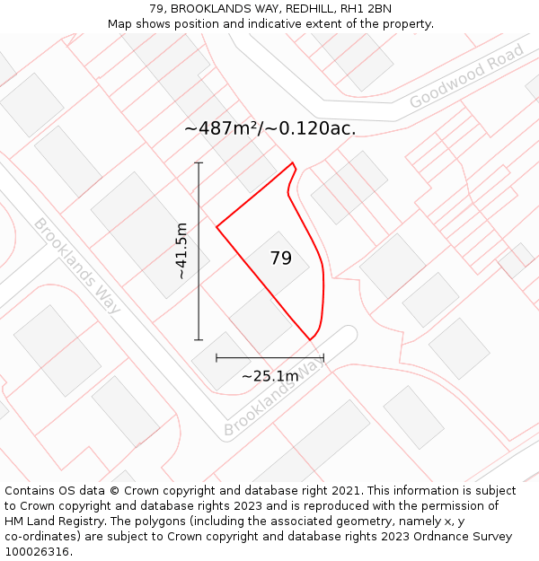 79, BROOKLANDS WAY, REDHILL, RH1 2BN: Plot and title map