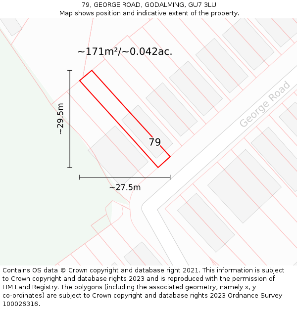 79, GEORGE ROAD, GODALMING, GU7 3LU: Plot and title map