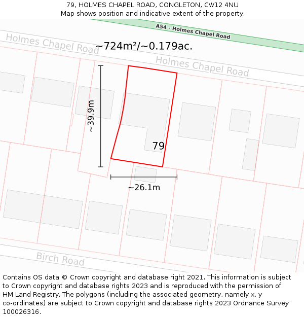 79, HOLMES CHAPEL ROAD, CONGLETON, CW12 4NU: Plot and title map