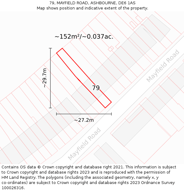 79, MAYFIELD ROAD, ASHBOURNE, DE6 1AS: Plot and title map