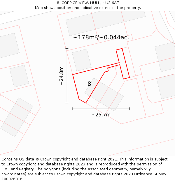 8, COPPICE VIEW, HULL, HU3 6AE: Plot and title map