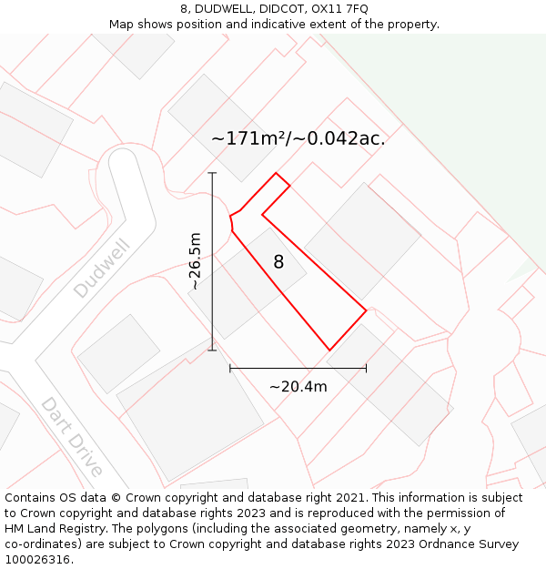 8, DUDWELL, DIDCOT, OX11 7FQ: Plot and title map