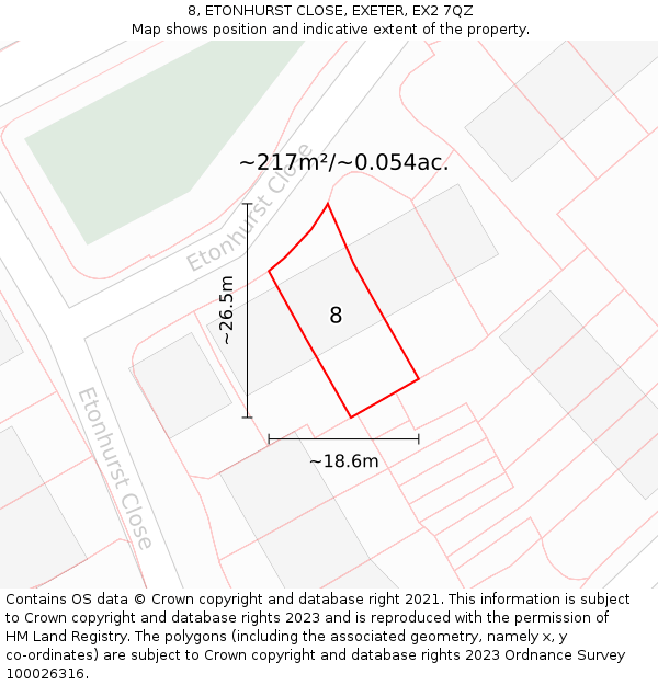 8, ETONHURST CLOSE, EXETER, EX2 7QZ: Plot and title map